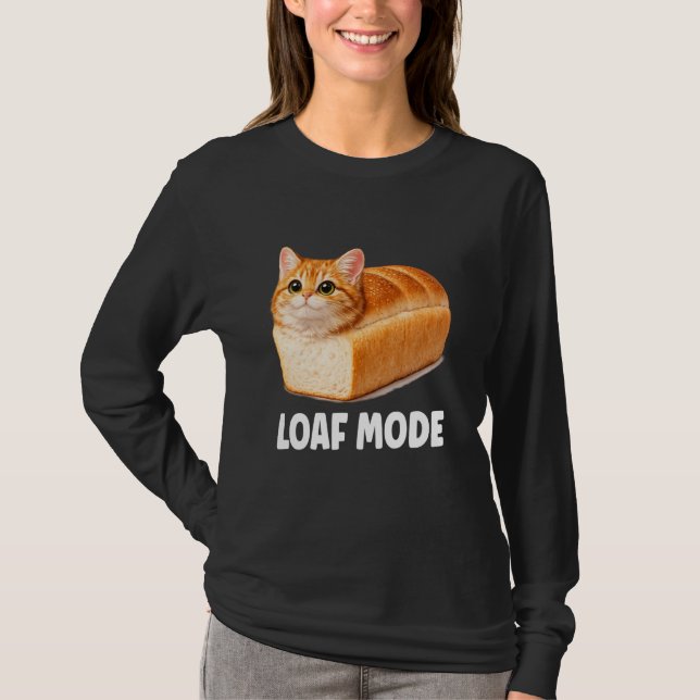 Loaf Mode Orange Cat Funny Cute Bread Meme T-Shirt (Front)