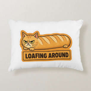 Loafing Around Funny Cat Bread Decorative Cushion