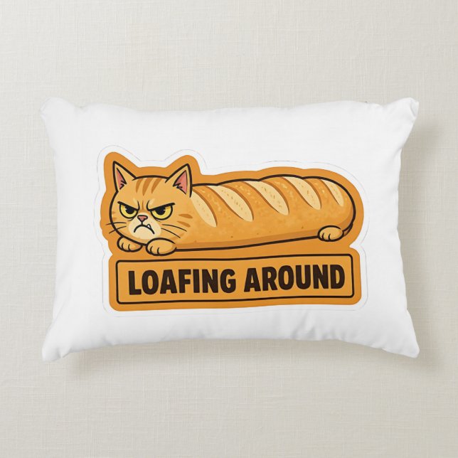 Loafing Around Funny Cat Bread  Decorative Cushion (Front)