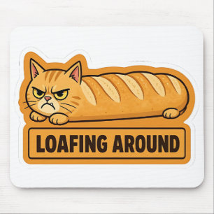 Loafing Around Funny Cat Bread Mouse Mat