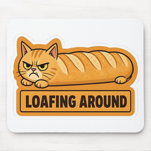 Loafing Around Funny Cat Bread  Mouse Mat (Front)