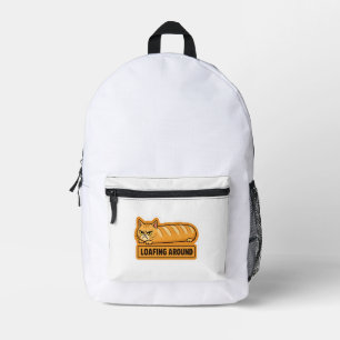 Loafing Around Funny Cat Bread Printed Backpack