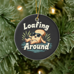Loafing Around Relaxing Bread Food Lover Ceramic Tree Decoration