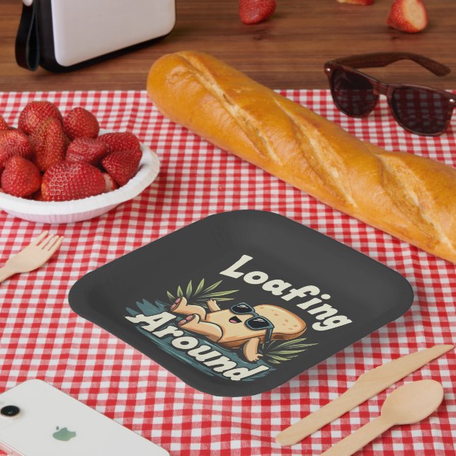 Loafing Around Relaxing Bread Food Lover Paper Plate (Picnic)