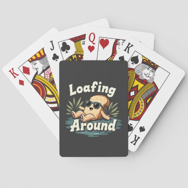 Loafing Around Relaxing Bread Food Lover Playing Cards (Back)