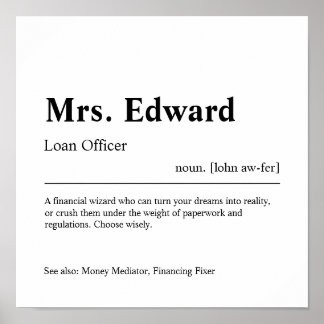 Loan Officer Personalised Gift Poster