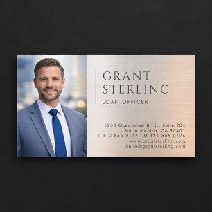 Loan Officer Photo Metallic Business Card