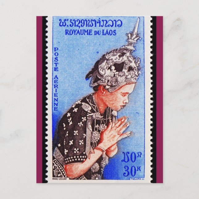 Loatian Postage Stamp Post Card (Front)