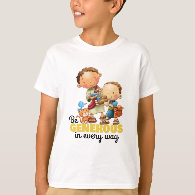 Loaves and fishes kid Bible verse T-shirt (Front)