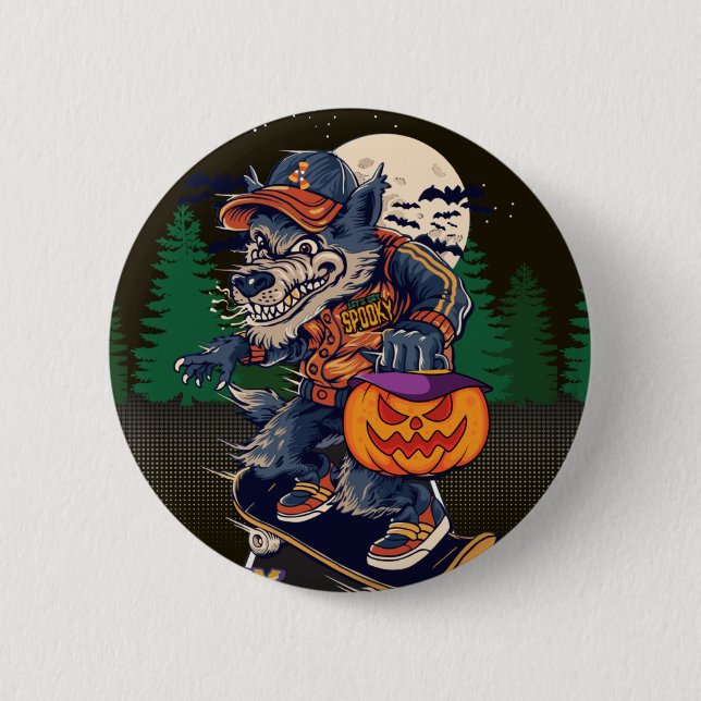 LOBO EN HALLOWEEN BUTTON (Front)