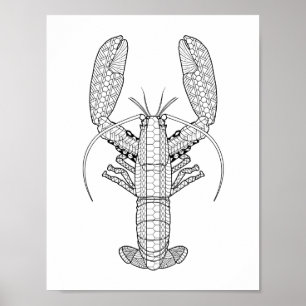 Lobster Adult Colouring Poster