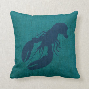 Lobster and Crab in Ocean Green Blue Cushion