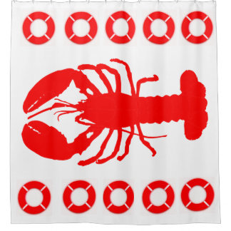 Lobster and Life Preserver Shower Curtain