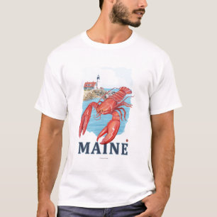 Lobster and Portland Lighthouse Scene T-Shirt
