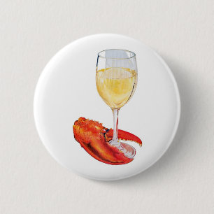 Lobster and Wine 6 Cm Round Badge