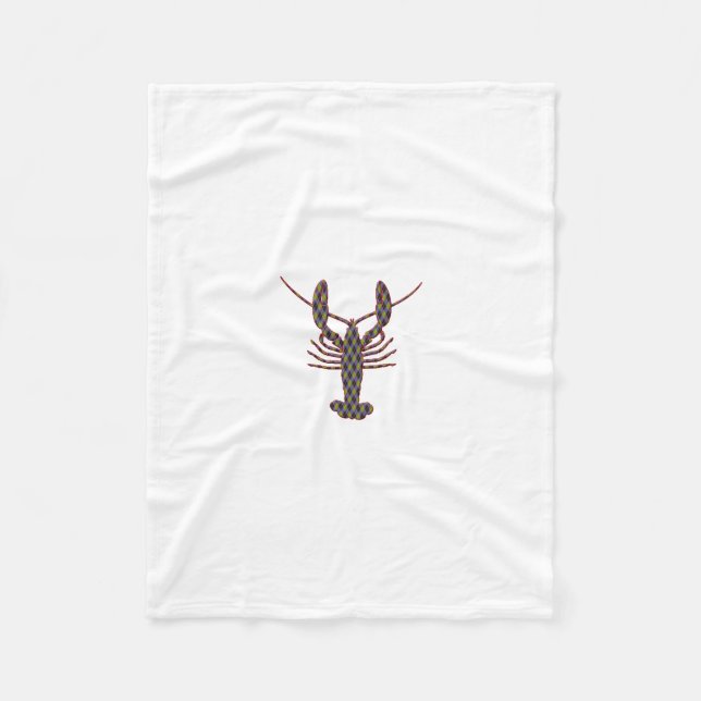 Lobster Argyle Silhouette Fleece Blanket (Front)