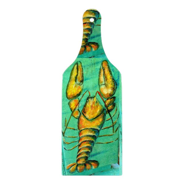 lobster art cutting board paddle (Front)