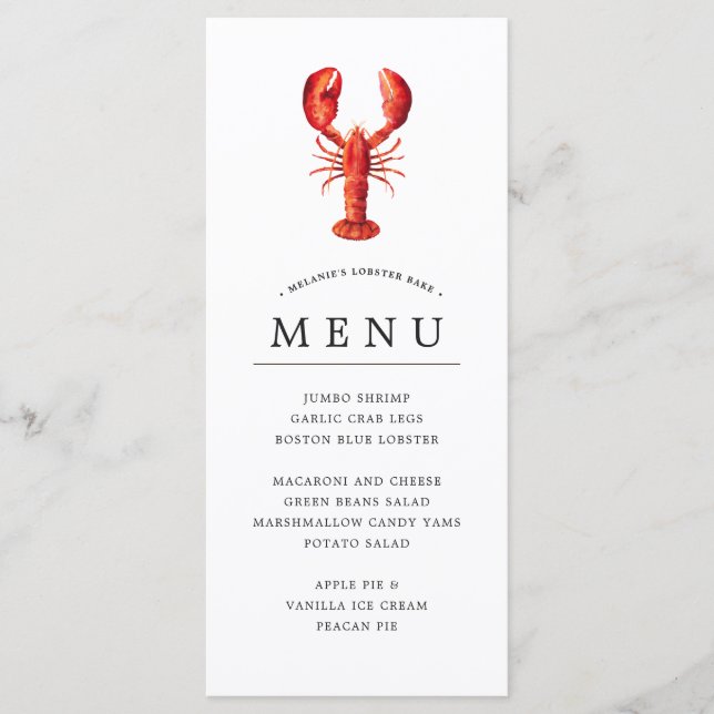 Lobster Bake | Red Tide Theme Menu (Front)
