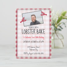 Lobster Bake Red & White Birthday Invite Photo