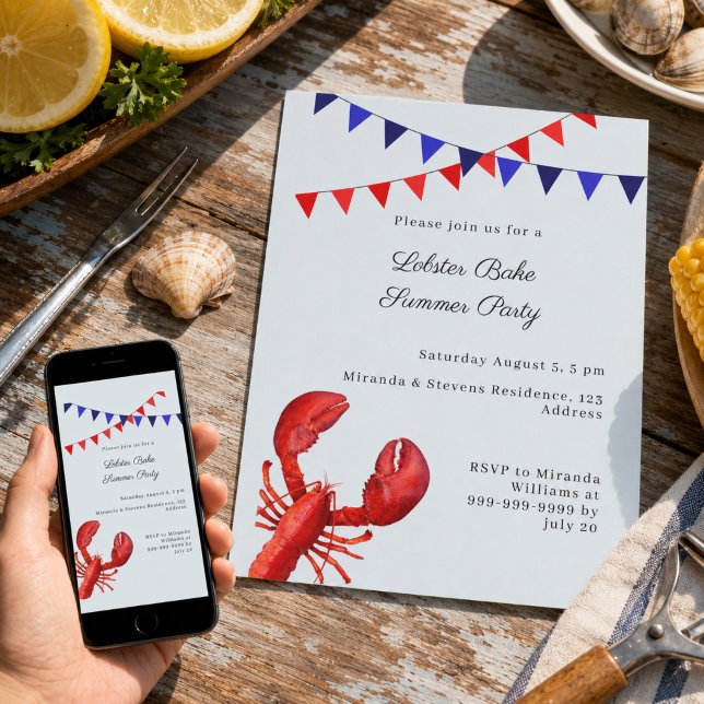 Lobster Bake Summer Party Invitation (Creator Uploaded)