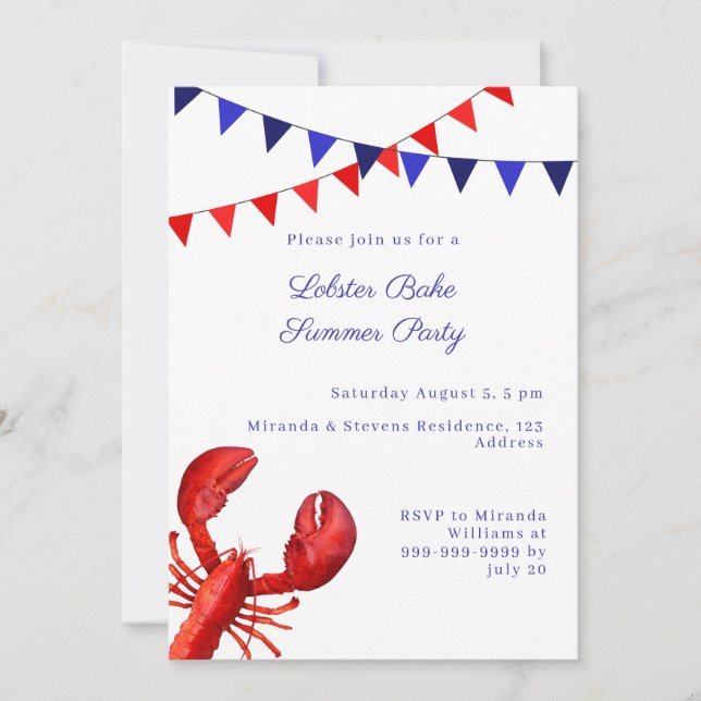 Lobster Bake Summer Party Invitation (Front)