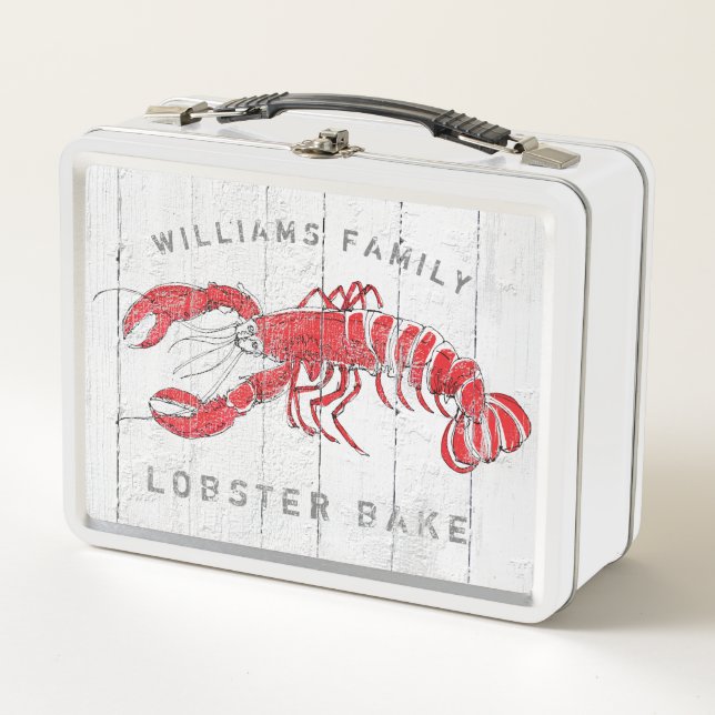Lobster Bake with Family Name Metal Lunch Box (Front)