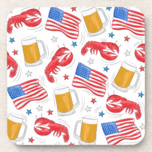 Lobster Beer Flag Star Coaster
