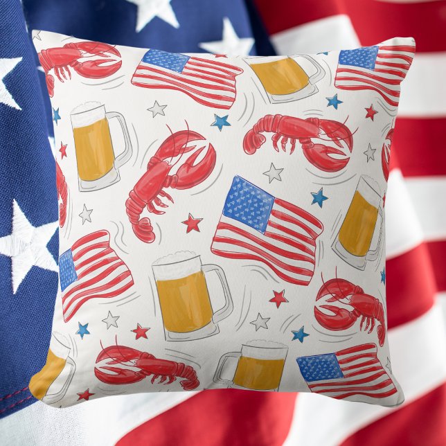 Lobster Beer Flag Star Cushion (Creator Uploaded)