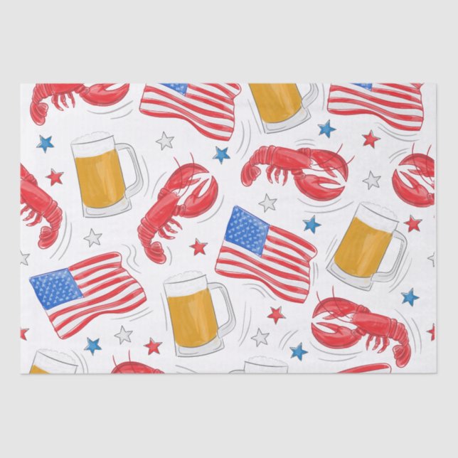 Lobster Beer Flag Star Tissue Paper (Front)