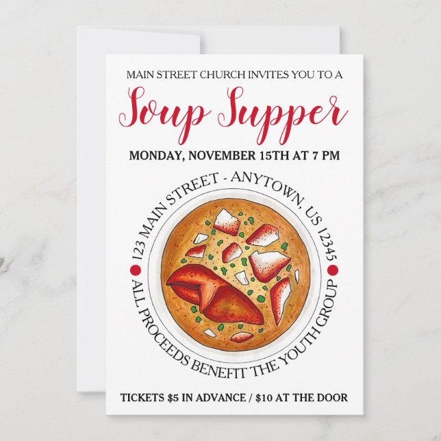 Lobster Bisque Soup Maine ME Food Festival Seafood Invitation (Front)