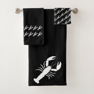 Lobster Black and white towel set
