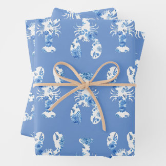 Lobster Blue and White Wrapping Sheets