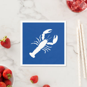 Lobster blue white coastal summer party paper napkin