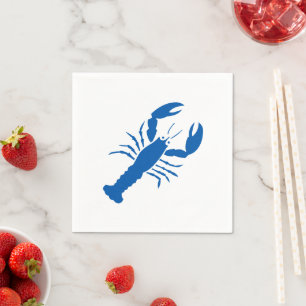Lobster blue white modern graphic cute fun party napkin