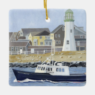 Lobster Boat Scituate Harbour Ceramic Ornament