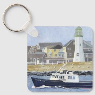 Lobster Boat Scituate Harbour Key Ring