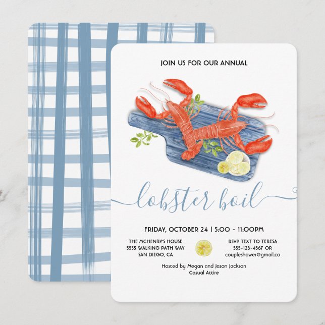 Lobster Boil Bake Invitation (Front/Back)
