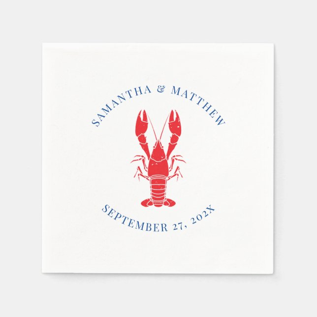 Lobster Boil Beach Wedding Custom Paper Napkin (Front)