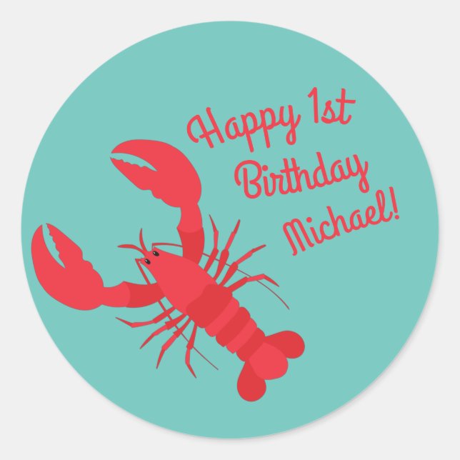 Lobster Boil Birthday Party Cute Kids Classic Round Sticker (Front)