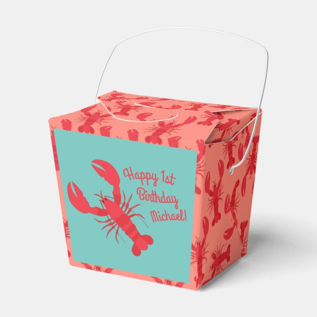 Lobster Boil Birthday Party Cute Kids Favour Box (Front Side)