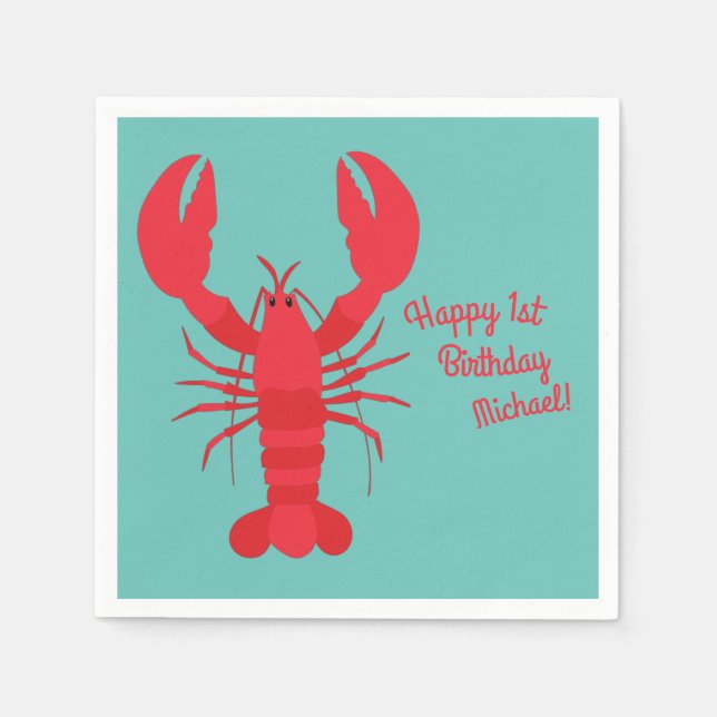 Lobster Boil Birthday Party Cute Kids Napkin (Front)