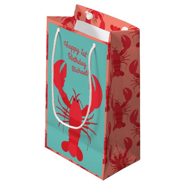 Lobster Boil Birthday Party Cute Kids Small Gift Bag (Front Angled)