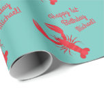 Lobster Boil Birthday Party Cute Kids Wrapping Paper<br><div class="desc">This cute lobster theme birthday party collection for kids is great for a first birthday!  Perfect for a kid that loves lobsters or a lobster boil party!</div>