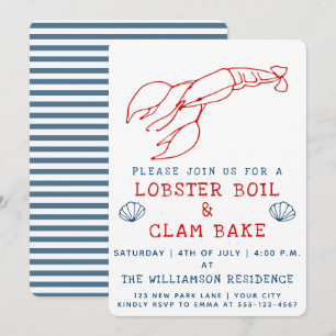 Lobster Boil & Clam Bake   Summer Party Invitation