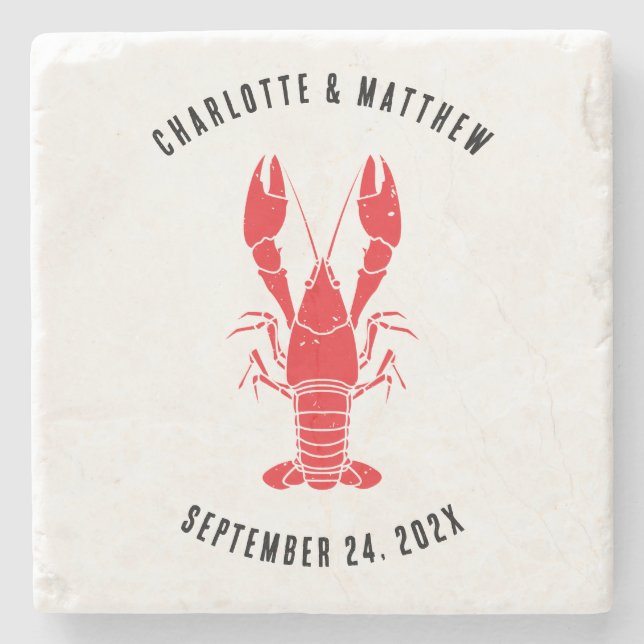 Lobster Boil Coastal Beach Wedding Custom Stone Coaster (Front)