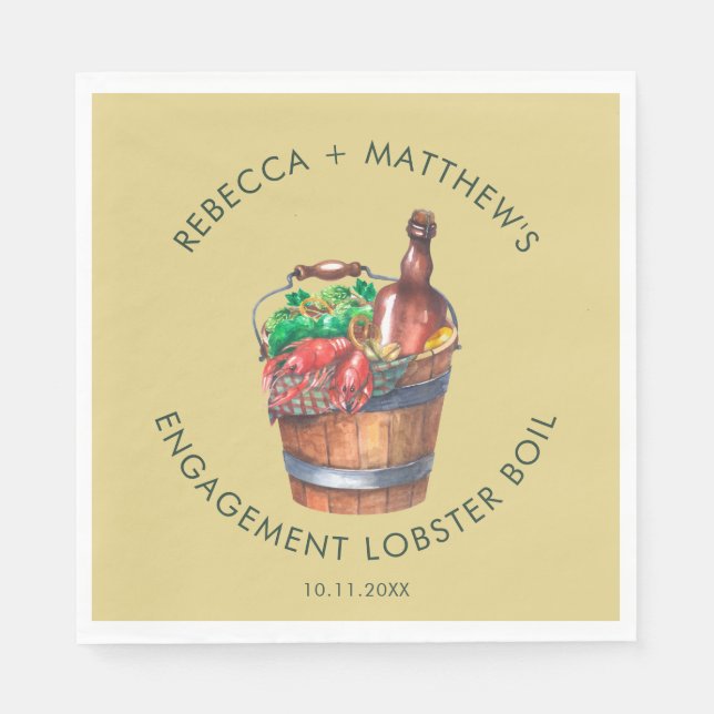 Lobster Boil Engagement Party Paper Napkin (Front)
