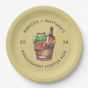Lobster Boil Engagement Seafood Party Custom Paper Plate
