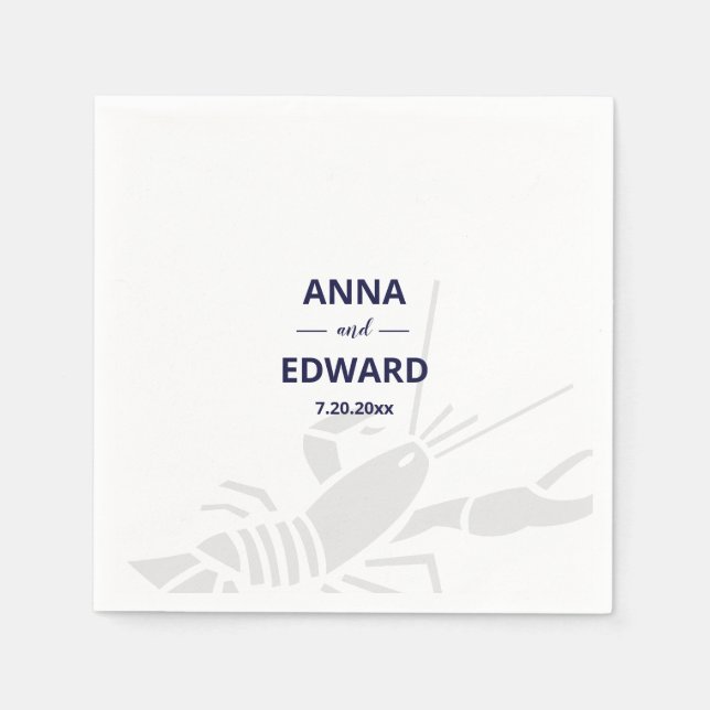 Lobster Bride and Groom Wedding Paper Napkin (Front)