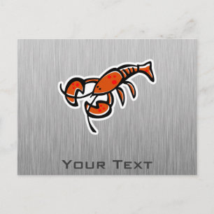 Lobster; Brushed metal-look Postcard