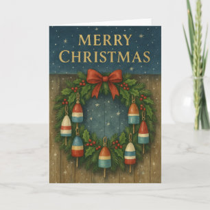 Lobster Buoy Wreath Christmas Card